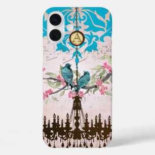Monogramm Kirschblüten-Vogel-Kronleuchter iPhone 16 Plus Hülle