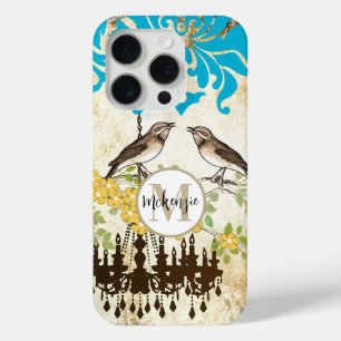 Monogramm Kirschblüten-Vogel-Kronleuchter iPhone Case-Mate iPhone Hülle