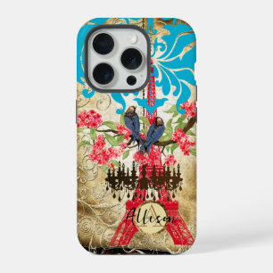 Monogramm Kirschblüten Vogel Kronleuchter iPhone Hülle