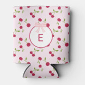 Monogramm Kirsche Coquette Rosa Benutzerdefiniert Dosenkühler (Vorderseite)
