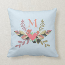 Monogramm-Kissen Böhmen-Blumen-|