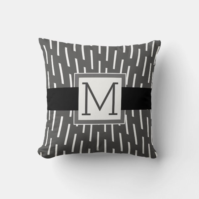 Monogramm Kissen modern grau und weiß (Vorderseite)