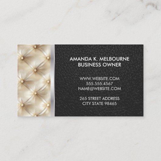 Monogramm | Kissenmaterial | Schwarzleder Visitenkarte (Rückseite)