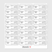 Monogramm Klarer Rücksendeadresse Benutzerdefinier Aufkleber (Blatt)