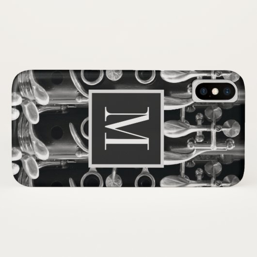 Monogramm Klarinette Schwarz und Weiß Case-Mate iPhone Hülle (Rückseite (Horizontal))