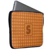 Monogramm-Klassik-Kürbis-Herbst-Gingham-Karo Laptopschutzhülle (Vorne Rechts)