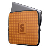 Monogramm-Klassik-Kürbis-Herbst-Gingham-Karo Laptopschutzhülle (Vorderseite Links)