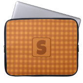 Monogramm-Klassik-Kürbis-Herbst-Gingham-Karo Laptopschutzhülle (Vorderseite)