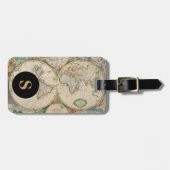 Monogramm-Klassiker-Reise Vintage-Weltkarte Gepäckanhänger (Vorderseite horizontal)