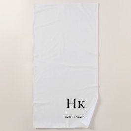 Monogramm Klassisch Einfach Chic Elfenbein Weiß Ma Strandtuch