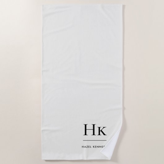Monogramm Klassisch Einfach Chic Elfenbein Weiß Ma Strandtuch (Vorderseite)