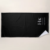 Monogramm Klassisch Einfach Chic Schwarz Weiß Strandtuch (Vorderseite)