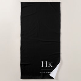 Monogramm Klassisch Einfach Chic Schwarz Weiß Strandtuch