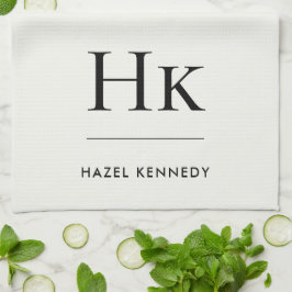 Monogramm Klassisch Einfach Elegant Elfenbeinweiß Geschirrtuch