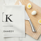 Monogramm Klassisch Einfach Elegant Elfenbeinweiß Geschirrtuch (Viertel Falte)