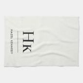 Monogramm Klassisch Einfach Elegant Elfenbeinweiß Geschirrtuch (Horizontal)