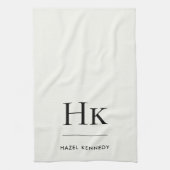 Monogramm Klassisch Einfach Elegant Elfenbeinweiß Geschirrtuch (Vertikal)