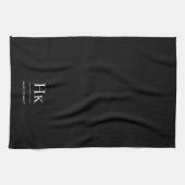 Monogramm Klassisch Elegant Einfach Minimal Schwar Geschirrtuch (Horizontal)