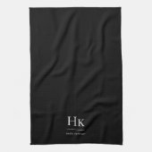 Monogramm Klassisch Elegant Einfach Minimal Schwar Geschirrtuch (Vertikal)