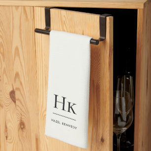 Monogramm klassisch elegant einfach minimalistisch geschirrtuch