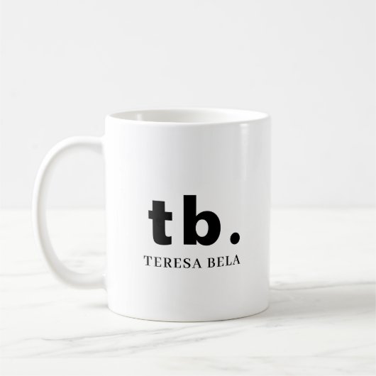 Monogramm Klassisch Elegant Minimal Schwarz und We Kaffeetasse (Links)