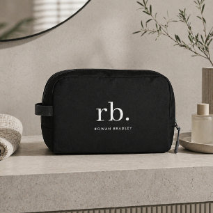 Monogramm Klassisch Elegant Minimal Schwarz und We Waschbeutel
