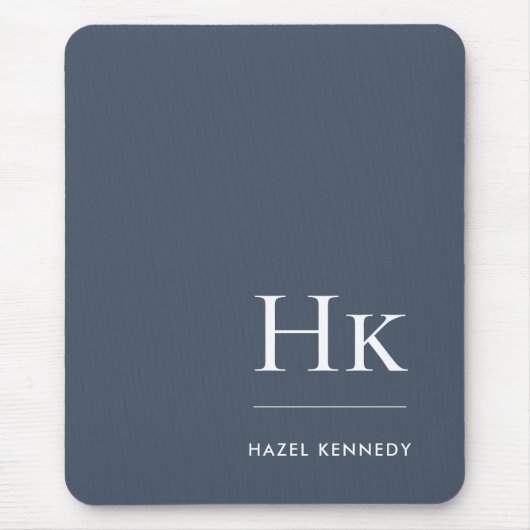 Monogramm klassisch elegant navyblau weiß Initiale Mousepad (Vorne)