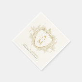Monogramm klassisch elegante goldene florale Wappe Serviette (Ecke)