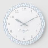 Monogramm-klassische blaue u. graue Wanduhr (Vorderseite)