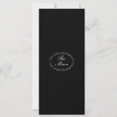 Monogramm klassische Hochzeits-Menükarte lang Einladung (Rückseite)