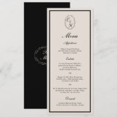 Monogramm klassische Hochzeits-Menükarte lang Einladung (Vorne/Hinten)