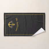 Monogramm Klassischer Maritimer Anker Schwarz Gold Badhandtuch Set (Handtuch)