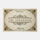 Monogramm-klassischer verzierter Grenzdamast-Retro Fußmatte (Vorderseite)