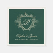 Monogramm klassisches klassisches smaragdgrünes Ho Serviette (Vorderseite)