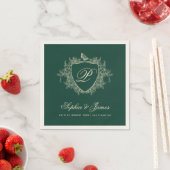 Monogramm klassisches klassisches smaragdgrünes Ho Serviette (Beispiel)