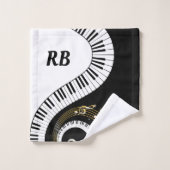 Monogramm-Klavier-Schlüssel und musikalische Badhandtuch Set (Waschlappen)