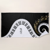 Monogramm-Klavier-Schlüssel und musikalische Strandtuch (Vorderseite)
