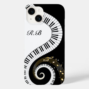 Monogramm-Klavierschlüssel und Musiknotizen Case-Mate iPhone 14 Hülle