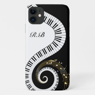 Monogramm-Klavierschlüssel und Musiknotizen Case-Mate iPhone Hülle