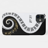 Monogramm-Klavierschlüssel und Musiknotizen Case-Mate iPhone Hülle (Rückseite (Horizontal))