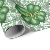 Monogramm-Kleeblatt Geschenkpapier (Rolleneckpunkt)