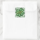 Monogramm-Kleeblatt Quadratischer Aufkleber (Tasche)