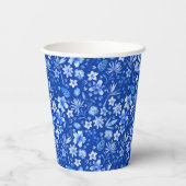Monogramm, Kobalt Blau Blumen und Blätter Muster 8 Pappbecher (Rückseite)