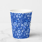 Monogramm, Kobalt Blau Blumen und Blätter Muster 8 Pappbecher (Rechts)