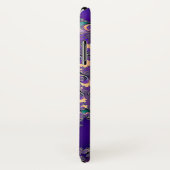 Monogramm-königlicher lila Fraktal-Kasten Case-Mate iPhone Hülle (Hinten/Rechts)