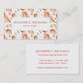 Monogramm-Koralle mit Muschel-und Krabben-Muster Visitenkarte (Vorne/Hinten)