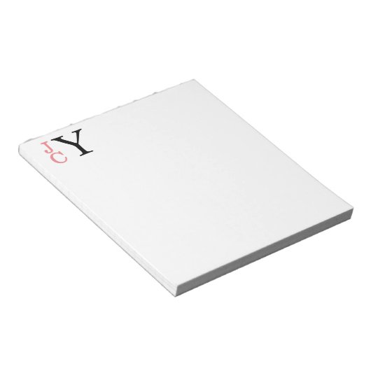 Monogramm, Koralle und Schwarz Personalisiert nich Notizblock (angewinkelt)