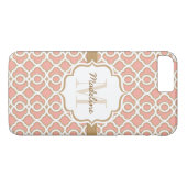 Monogramm Korallen und Gold-Quatrefolie Case-Mate iPhone Hülle (Rückseite (Horizontal))