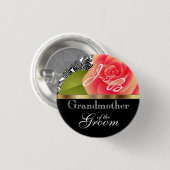 Monogramm-korallenrote Rose - Brauthochzeits-Party Button (Vorne & Hinten)