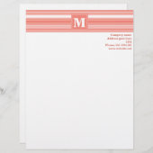 Monogramm Korallenstreifen Briefkopf (Vorne/Hinten)